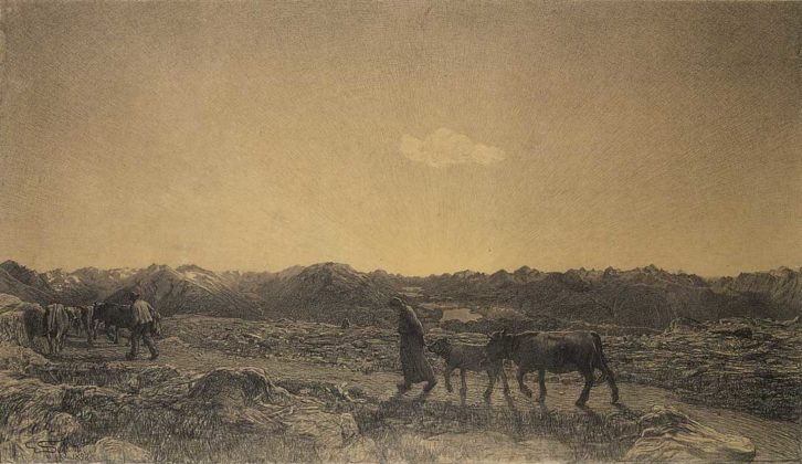 Divisionismo - Giovanni Segantini, La Natura, disegno di presentazione