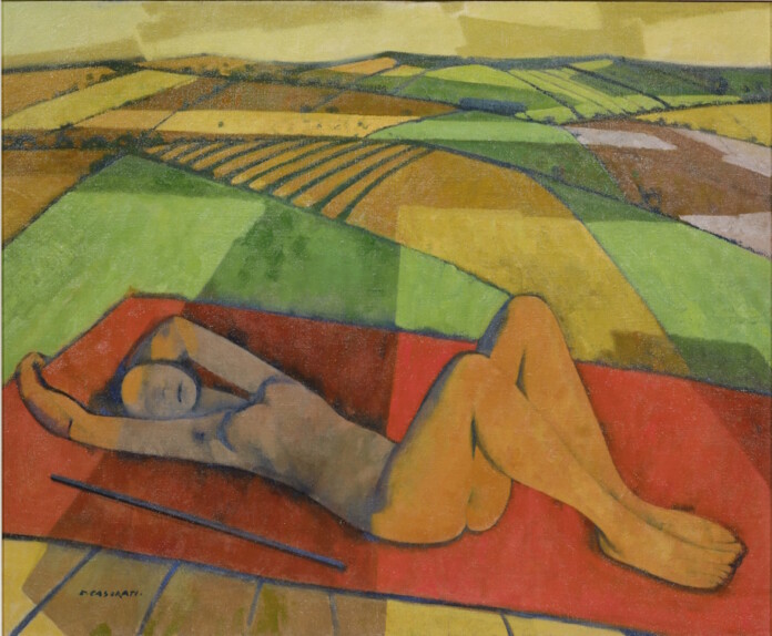 Casorati - Nudo sul paesaggio - 1951 - olio su tela - cm 70,3x80,5_750