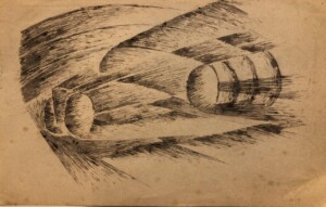 Luigi Russolo, Auto in corsa, matita su carta