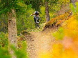 Ciclista in Bike park Plan de Corones