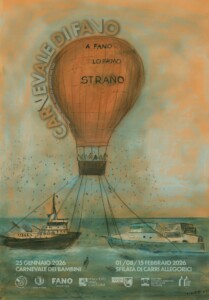 Il manifesto d'autore che il premio Oscar Dante Ferretti ha ideato per il Carnevale di Fano 2026