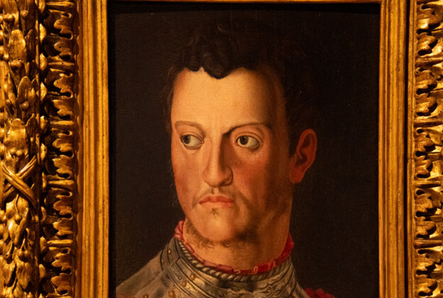 Ritratto di Cosimo I de Medici, 1550 circa. Olio su tela. Bottega del Bronzino. Museo Mediceo, foto Scilla Nascimbene
