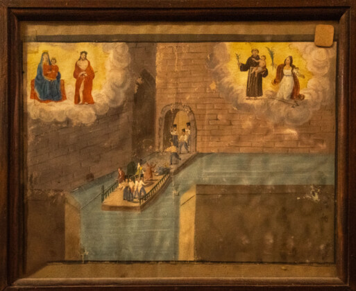 Ex voto nel Santuario della Madonna delle Grazie di Montenero raffigurante un antico accesso d&rsquo;acqua alla Fortezza Vecchia di Livorno, foto Scilla Nascimbene