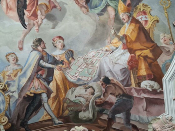 Abbazia di Novacella, affresco dedicato alla vicenda dei burgravi di Sabiona, foto Marco Giovenco